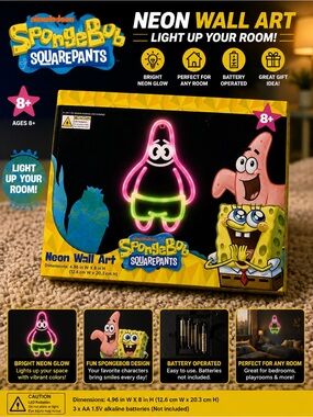 Nickelodeon SpongeBob Neon Patrick Light-Up Sign - Pink & Green